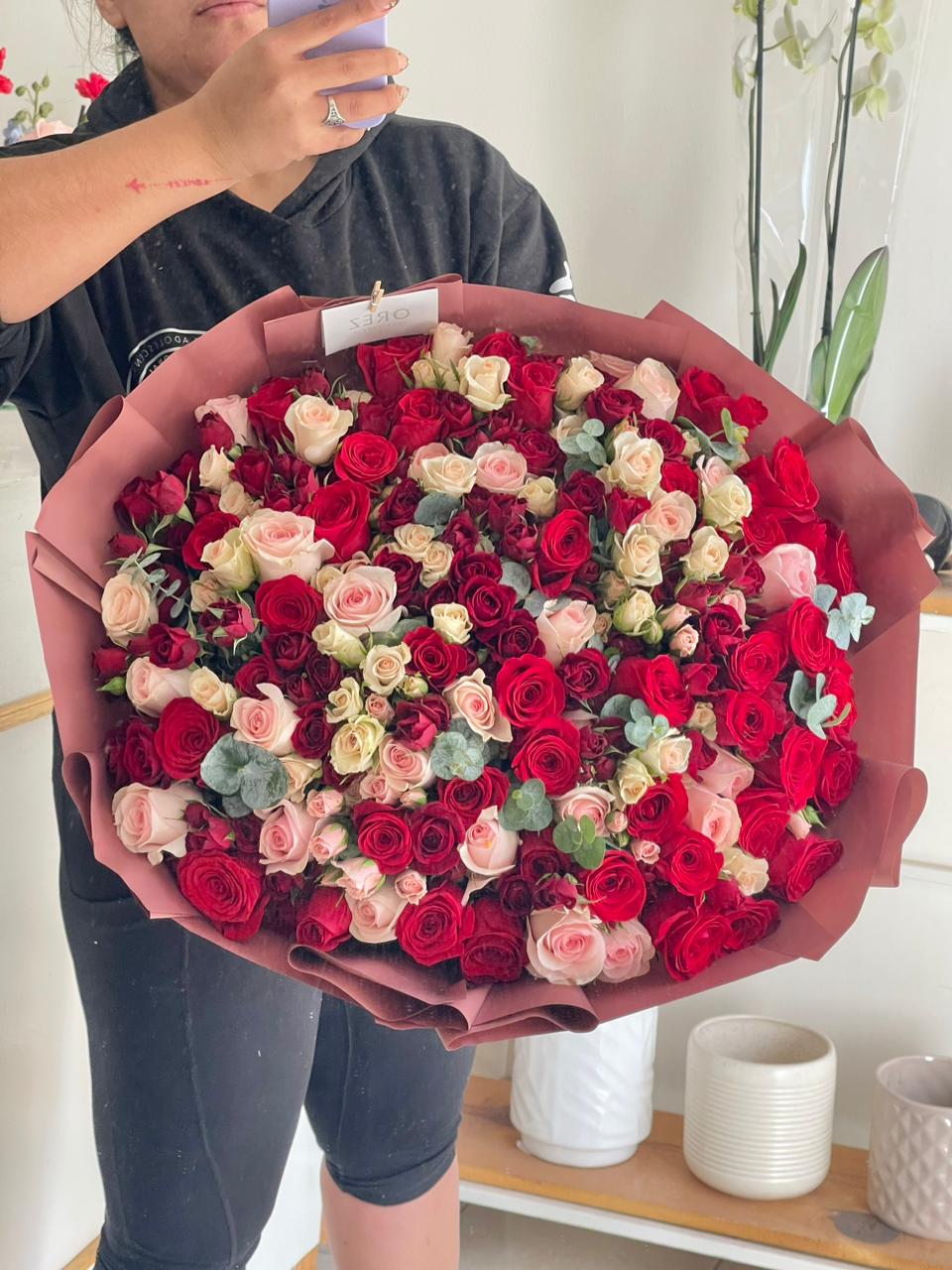 7 Paq Mini Rosa, Follaje y 75 Rosas